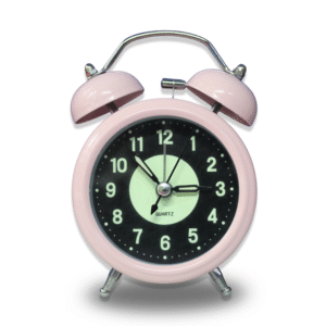Luminous Metal Digital Twin Bell Alarm Clock Pink Color