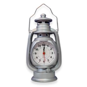 Vintage Lantern Table Clock Silver Color