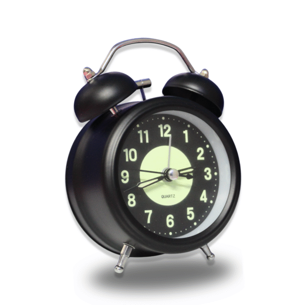 Luminous Metal Digital Twin Bell Alarm Clock Black Color - Image 2