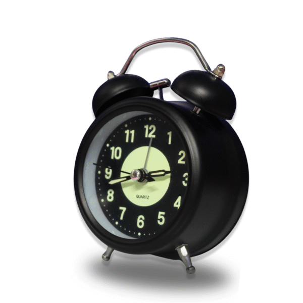 Luminous Metal Digital Twin Bell Alarm Clock Black Color - Image 3