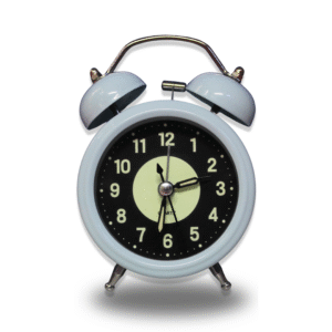 Luminous Metal Digital Twin Bell Alarm Clock Light Blue Color