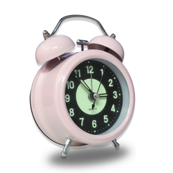 Luminous Metal Digital Twin Bell Alarm Clock Pink Color - Image 2