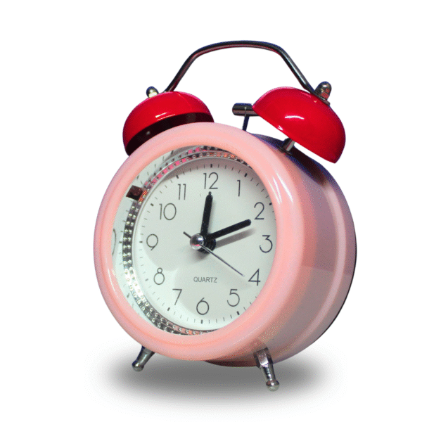 Wake Up Table Twin Bell  Alarm Clock Pink/Red Color - Image 3