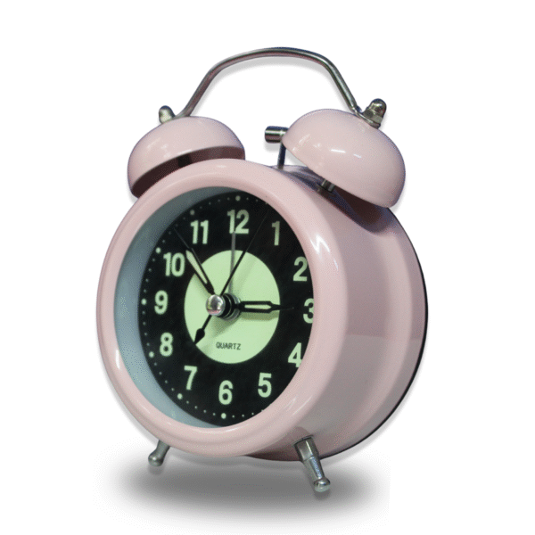 Luminous Metal Digital Twin Bell Alarm Clock Pink Color - Image 3