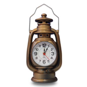 Vintage Lantern Table Clock Bronze Color