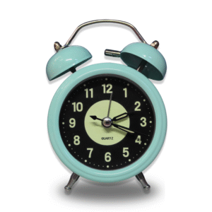 Luminous Metal Digital Twin Bell Alarm Clock Sky Blue Color