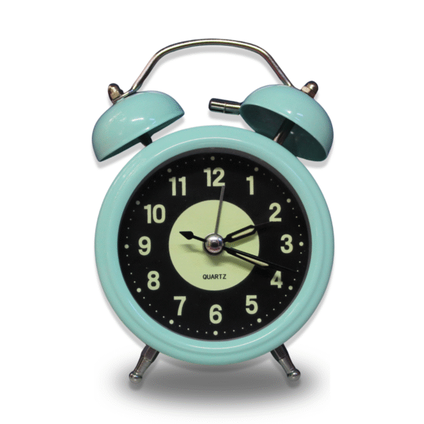Luminous Metal Digital Twin Bell Alarm Clock Sky Blue Color
