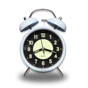 Luminous Metal Digital Twin Bell Alarm Clock Light Blue Color Large Size