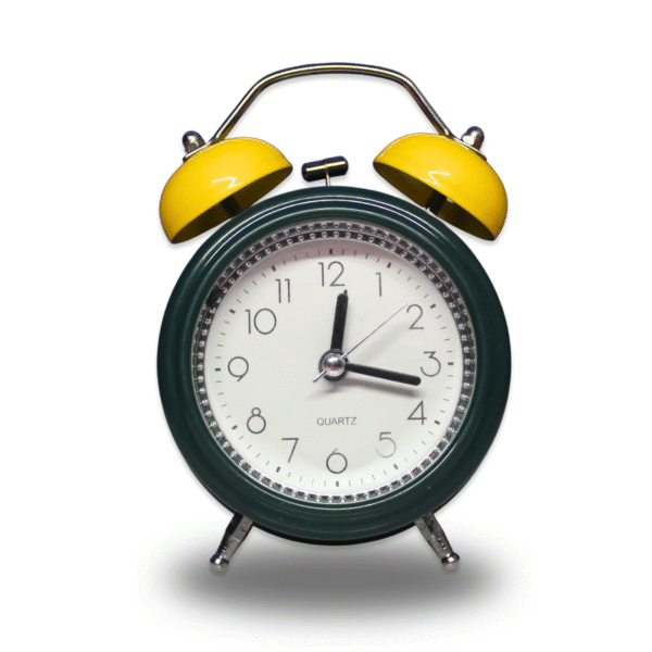 Wake Up Table Twin Bell  Alarm Clock Dark Green/Yellow Color