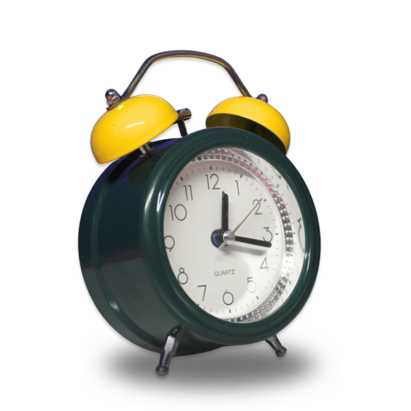 Wake Up Table Twin Bell  Alarm Clock Dark Green/Yellow Color - Image 2