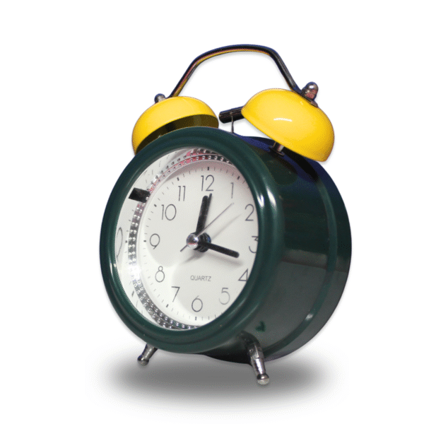 Wake Up Table Twin Bell  Alarm Clock Dark Green/Yellow Color - Image 3
