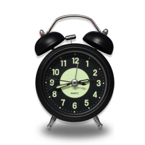 Luminous Metal Digital Twin Bell Alarm Clock Black Color