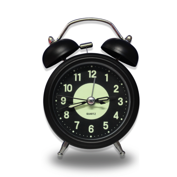 Luminous Metal Digital Twin Bell Alarm Clock Black Color
