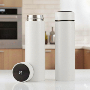 Temperature Display Stainless Steel Vacuum Bottle 500ml White Color